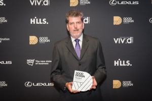 Mr Con Cummings accepted Seeley International's Good Design Australia Award on behalf of Mr Frank Seeley.