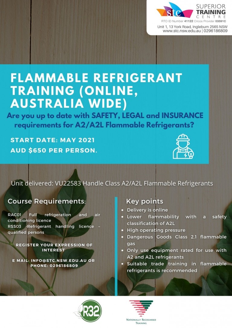 EVENT Flammable Refrigerant Training May 2021 RACCA Australia